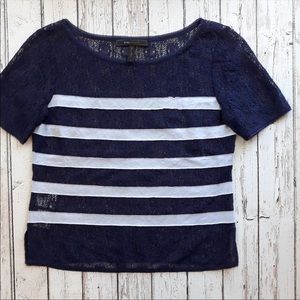 ❤️BCBGMAXAZRIA Striped nautical lace TOP